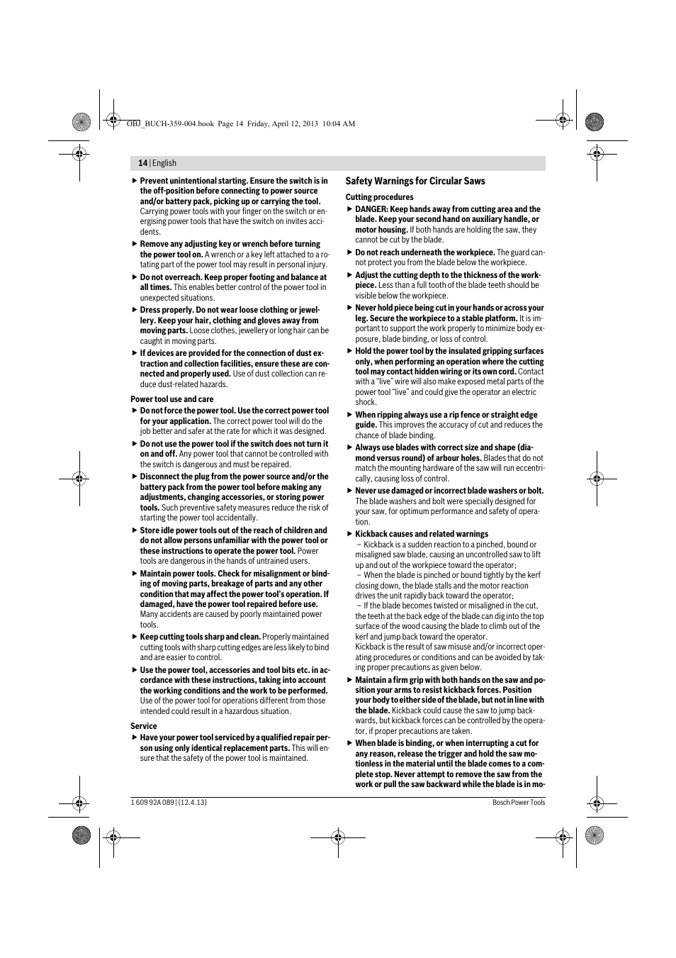 Bosch GKS 65 G Professional User Manual | Page 14 / 235