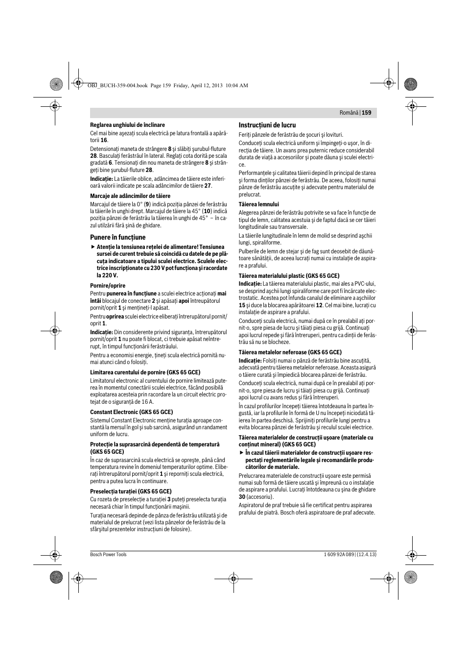 Bosch GKS 65 G Professional User Manual | Page 159 / 235