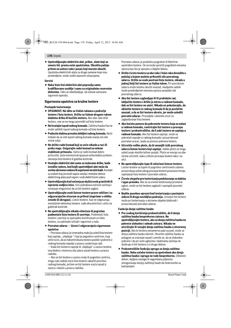 Bosch GKS 65 G Professional User Manual | Page 178 / 235