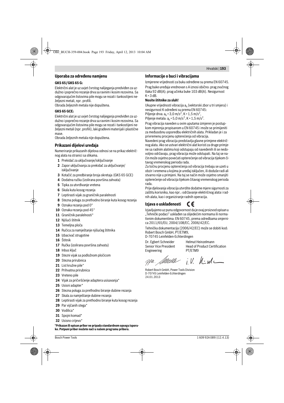 Bosch GKS 65 G Professional User Manual | Page 193 / 235