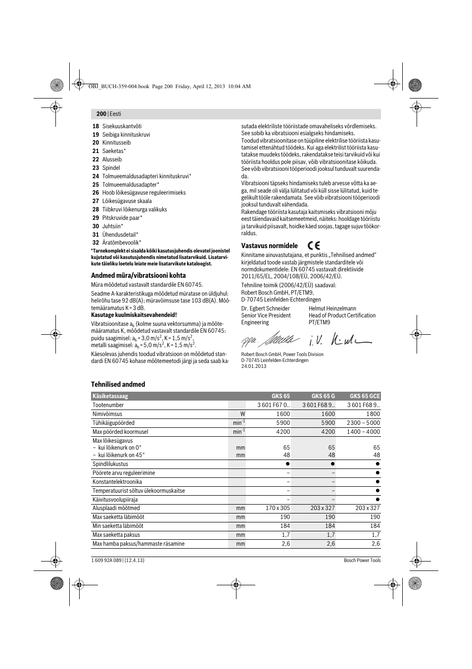 Bosch GKS 65 G Professional User Manual | Page 200 / 235