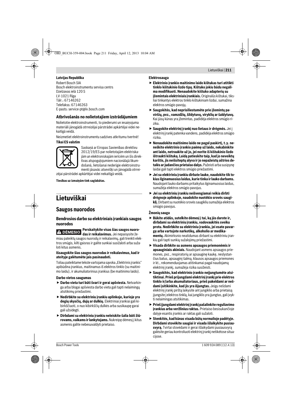 Lietuviškai, Saugos nuorodos | Bosch GKS 65 G Professional User Manual | Page 211 / 235