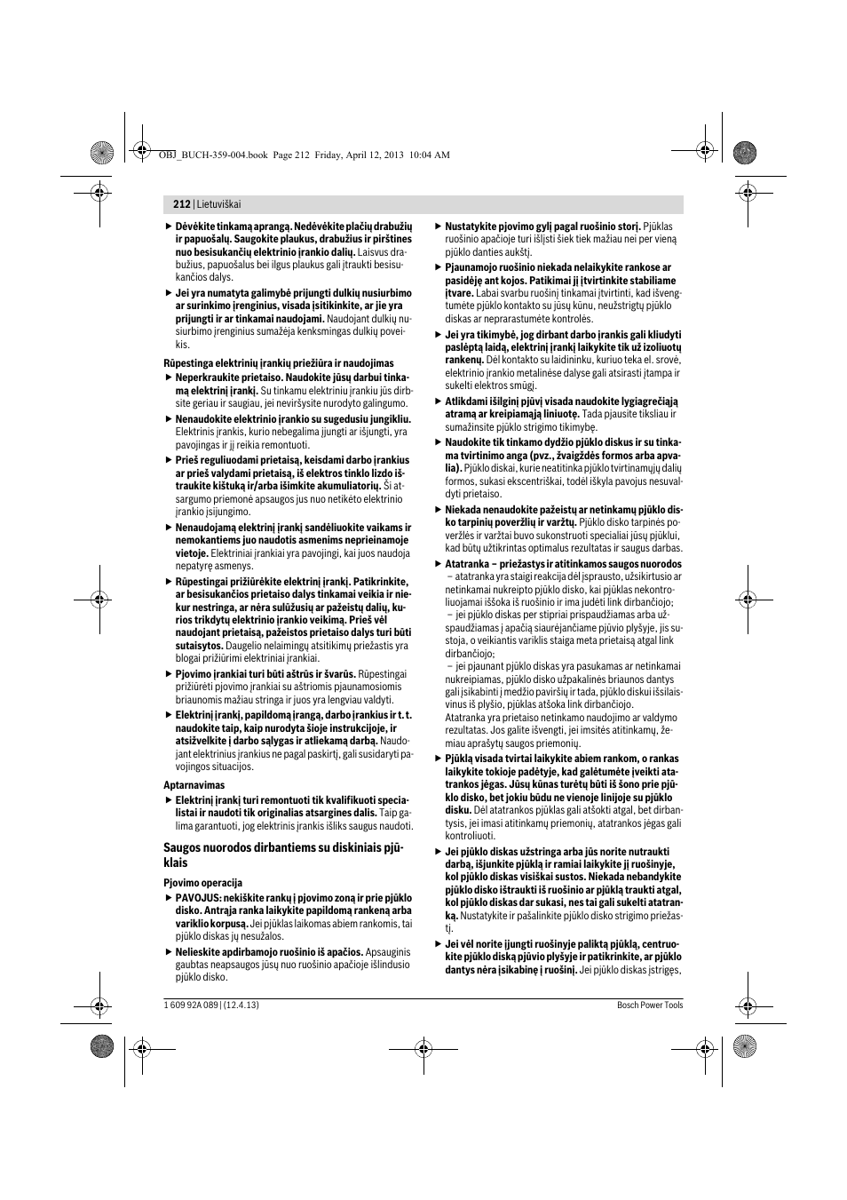 Bosch GKS 65 G Professional User Manual | Page 212 / 235