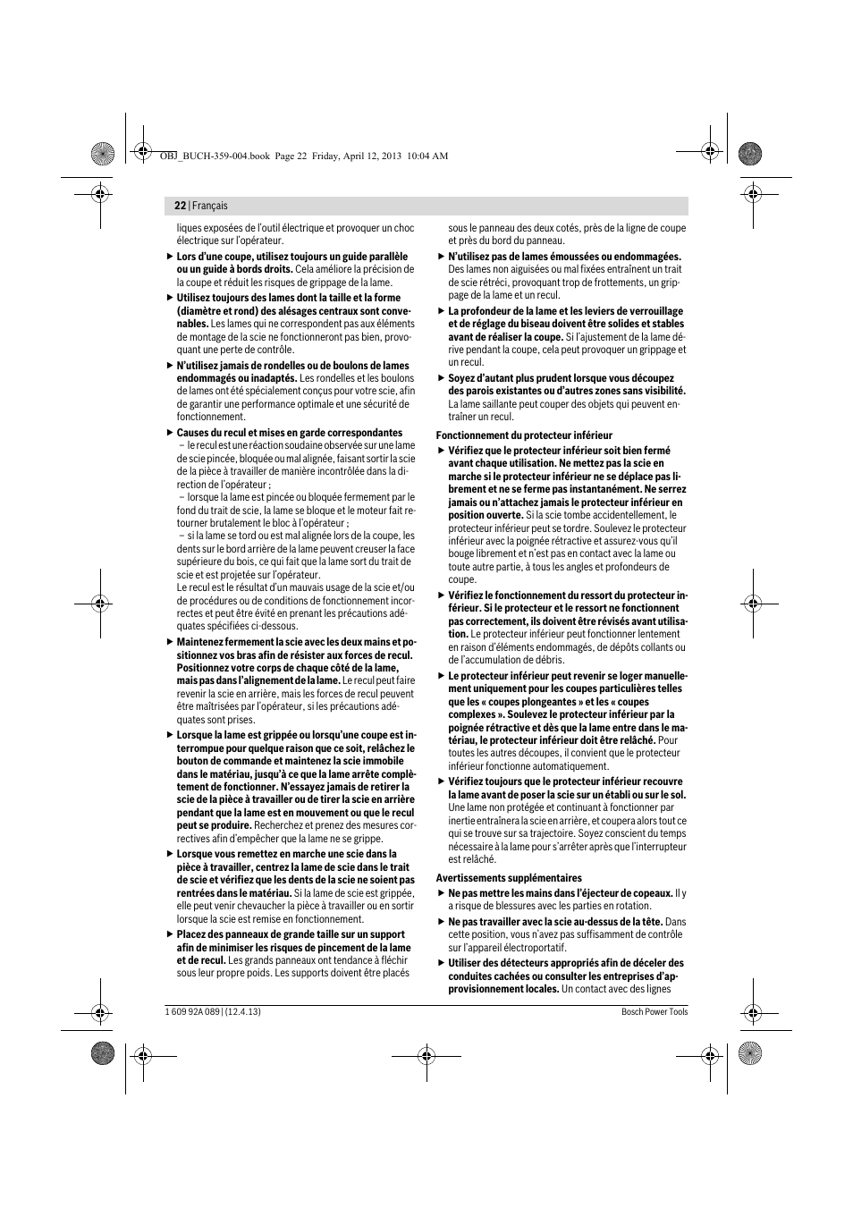 Bosch GKS 65 G Professional User Manual | Page 22 / 235