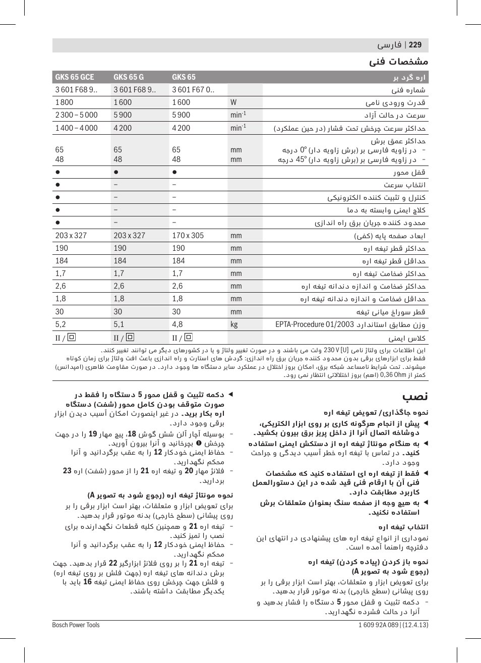 Bosch GKS 65 G Professional User Manual | Page 229 / 235