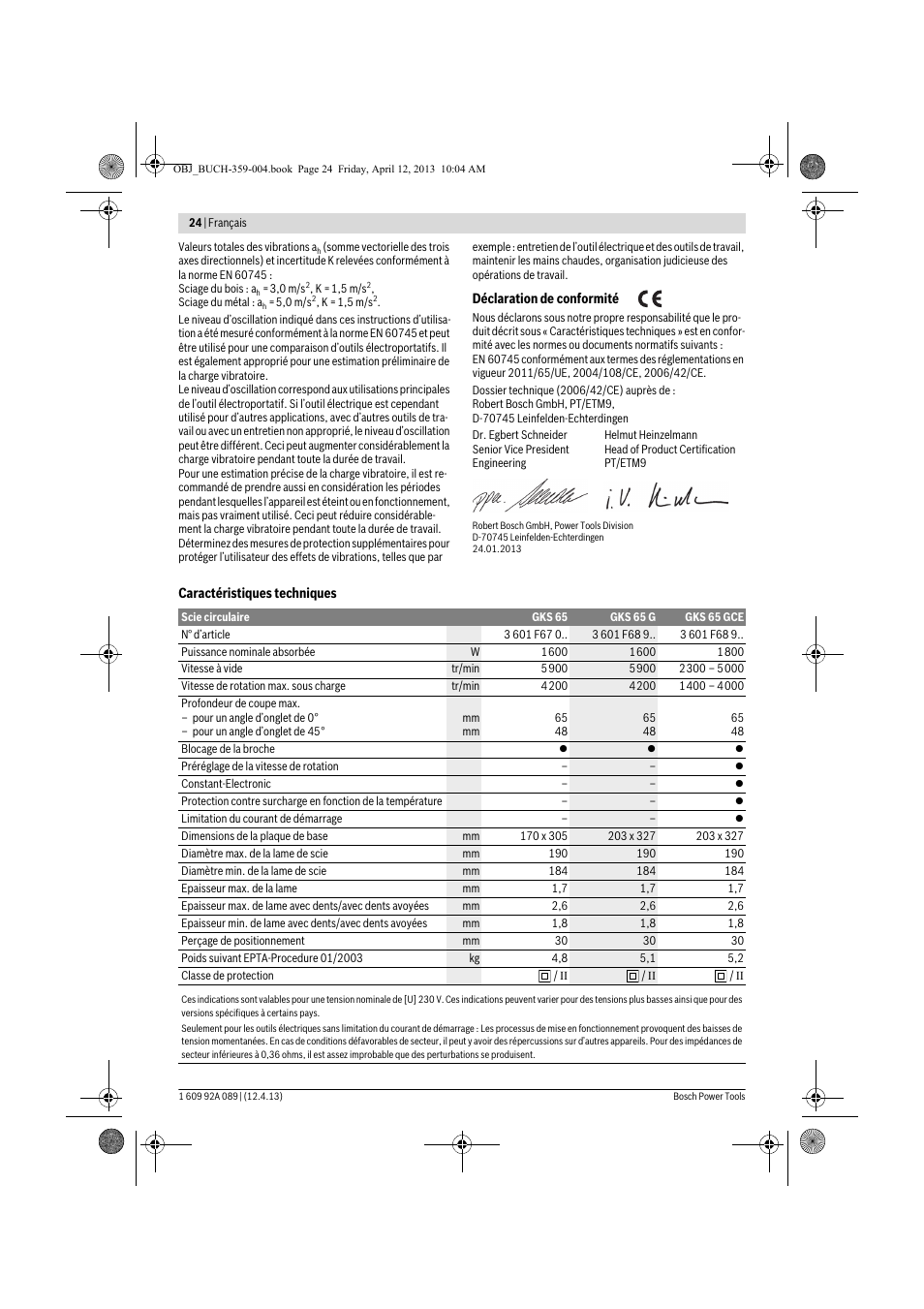 Bosch GKS 65 G Professional User Manual | Page 24 / 235