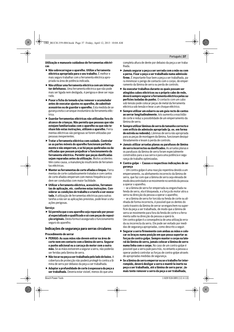 Bosch GKS 65 G Professional User Manual | Page 37 / 235