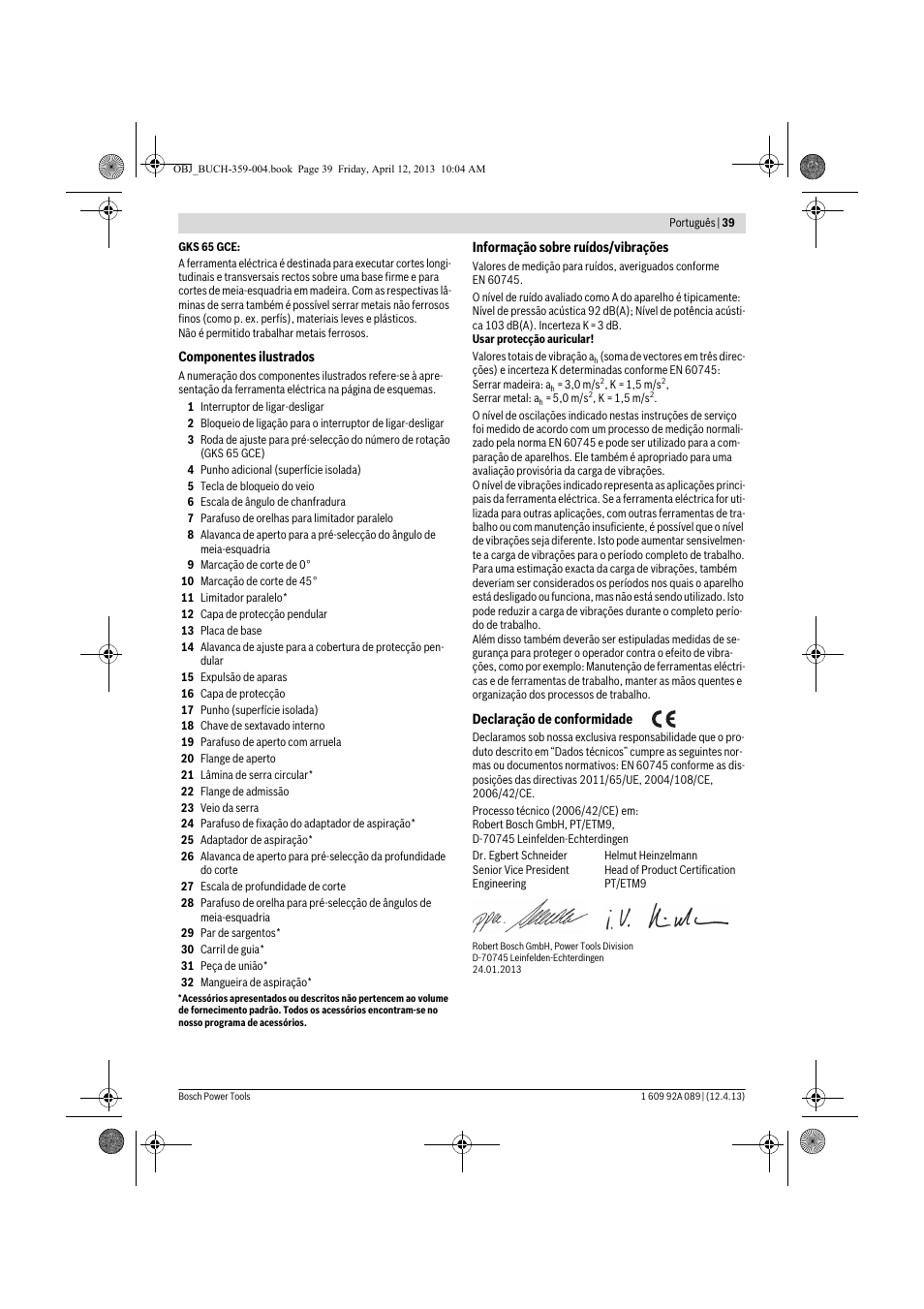 Bosch GKS 65 G Professional User Manual | Page 39 / 235