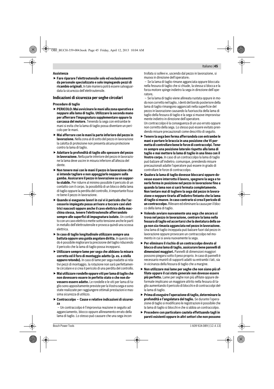 Bosch GKS 65 G Professional User Manual | Page 45 / 235