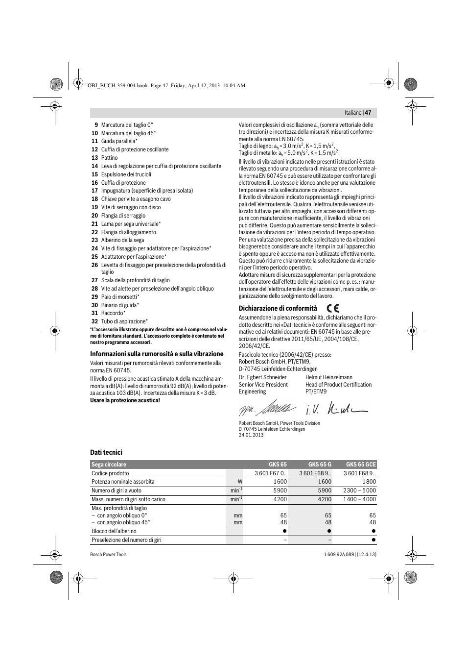 Bosch GKS 65 G Professional User Manual | Page 47 / 235