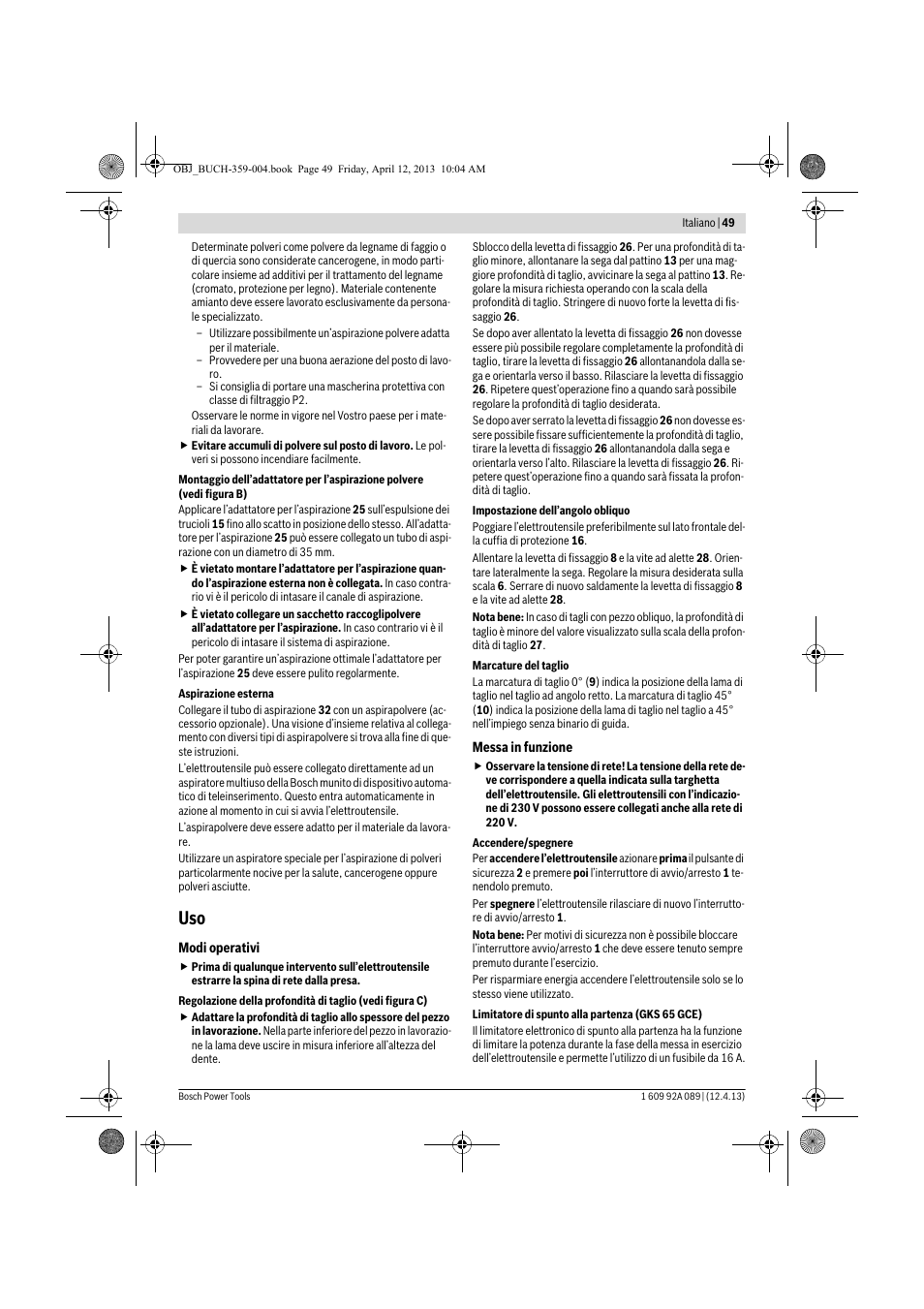 Bosch GKS 65 G Professional User Manual | Page 49 / 235