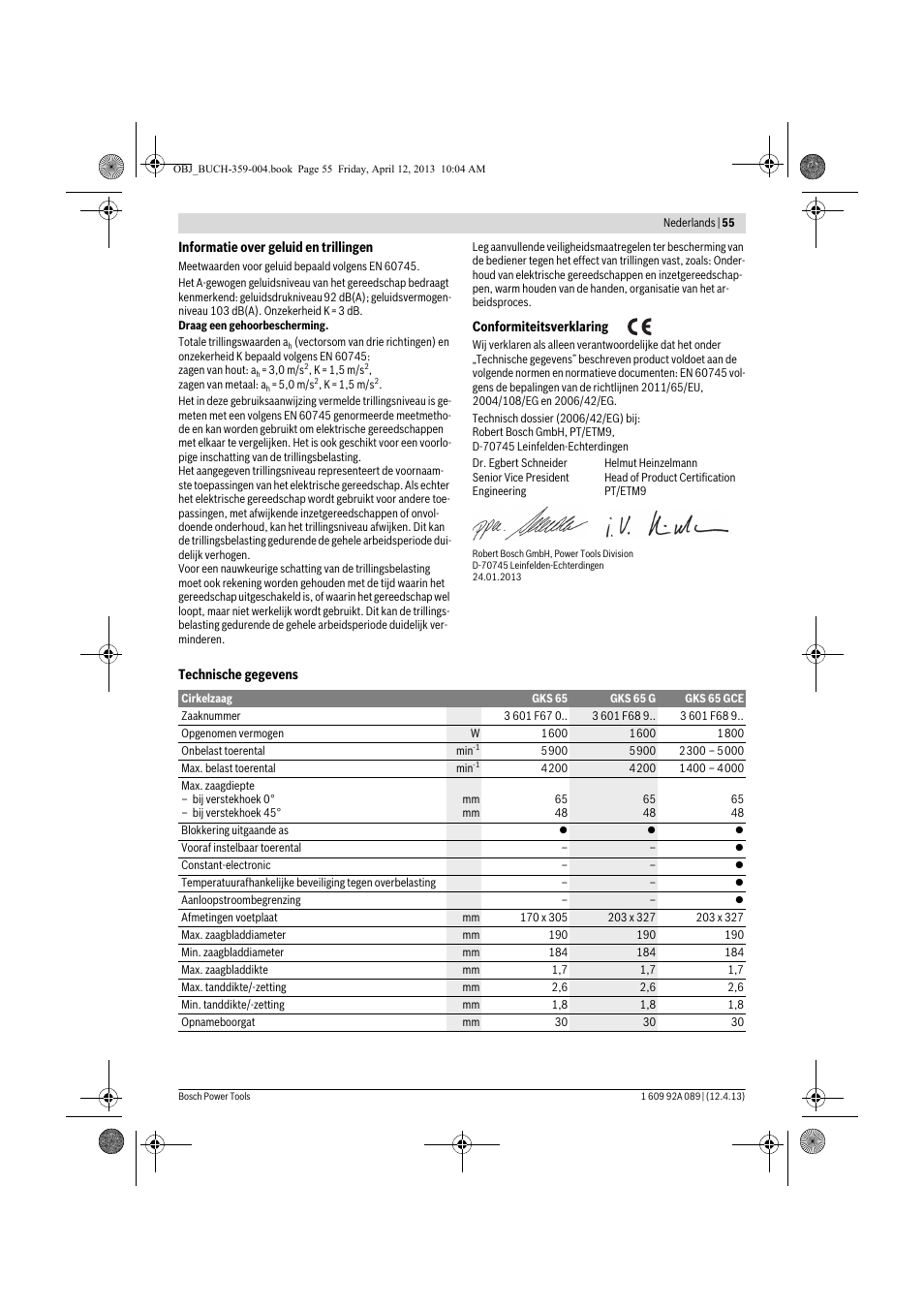 Bosch GKS 65 G Professional User Manual | Page 55 / 235