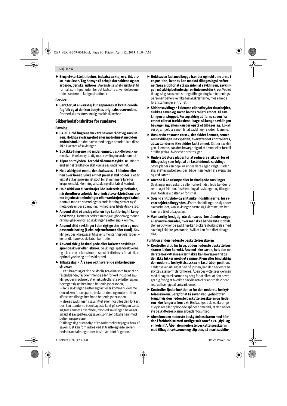 Bosch GKS 65 G Professional User Manual | Page 60 / 235