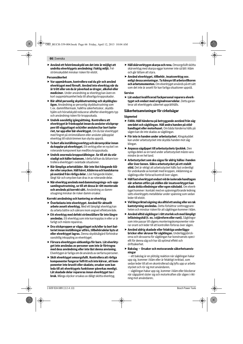 Bosch GKS 65 G Professional User Manual | Page 66 / 235