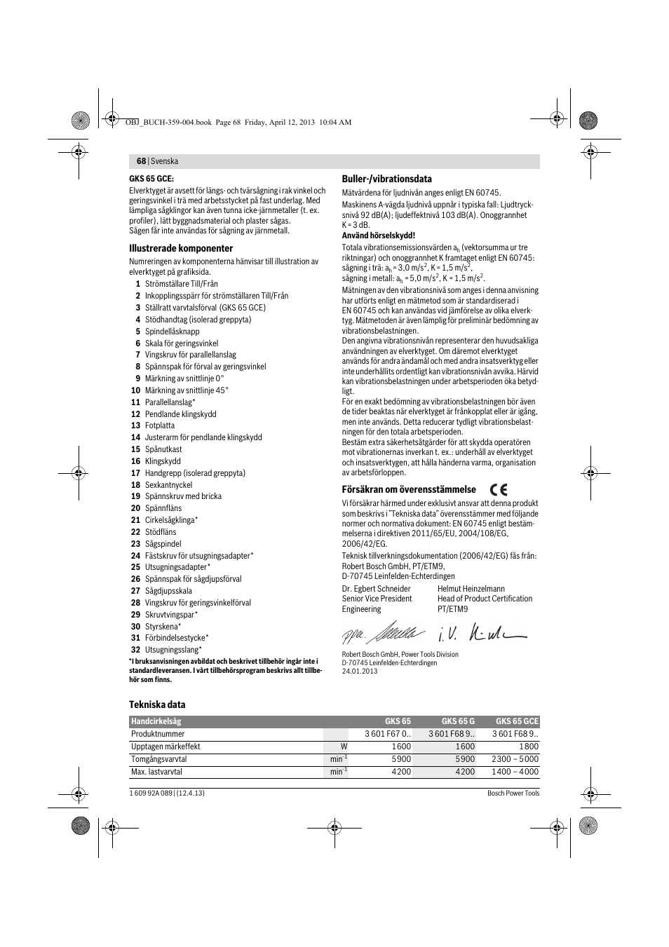 Bosch GKS 65 G Professional User Manual | Page 68 / 235