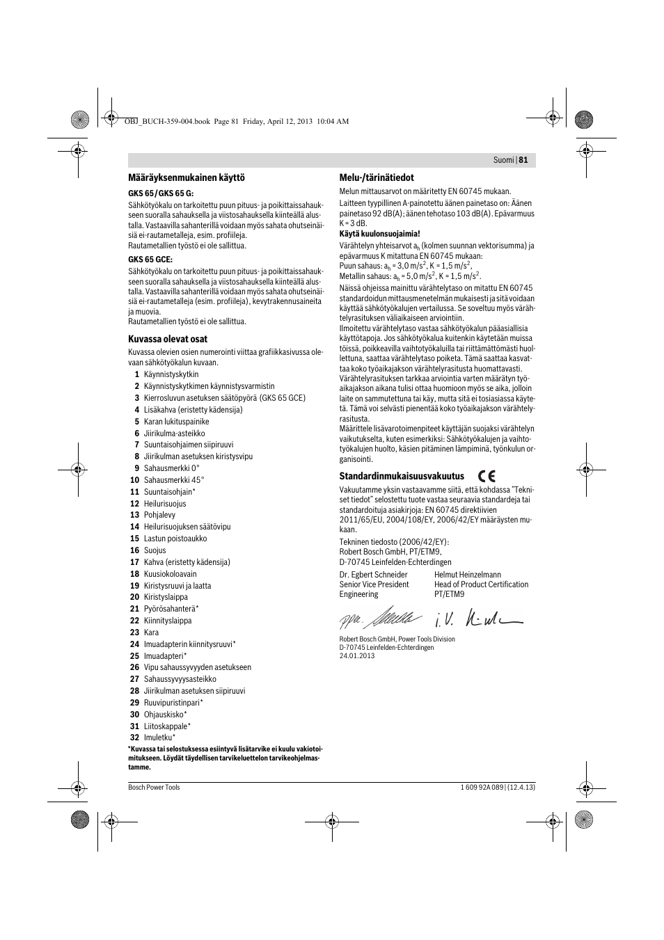 Bosch GKS 65 G Professional User Manual | Page 81 / 235