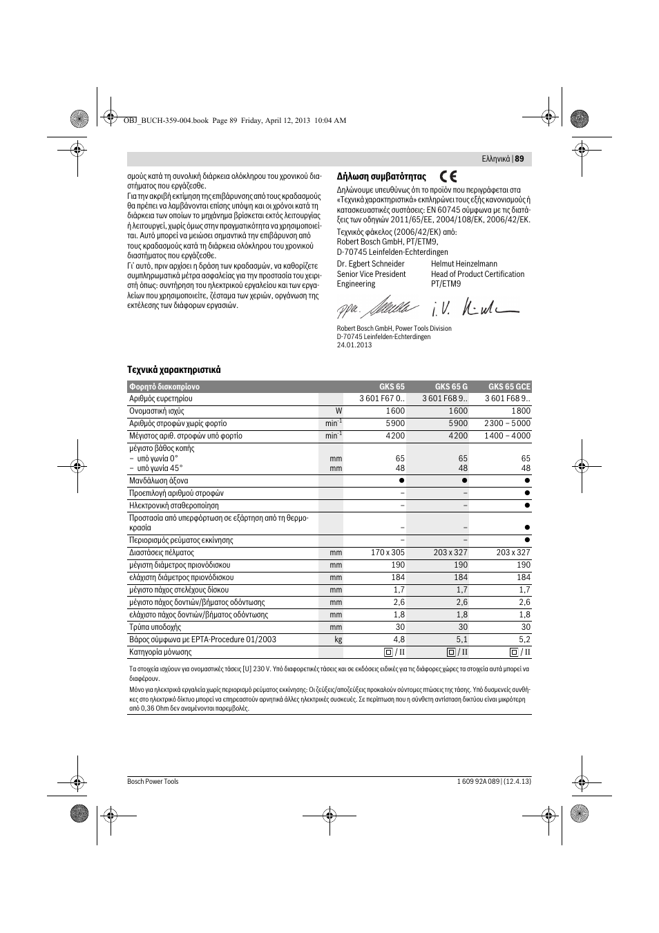 Bosch GKS 65 G Professional User Manual | Page 89 / 235