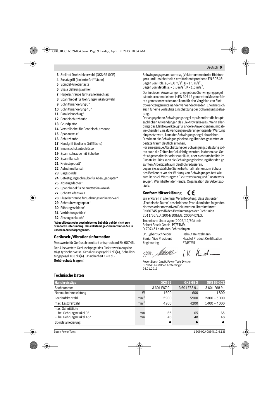 Bosch GKS 65 G Professional User Manual | Page 9 / 235