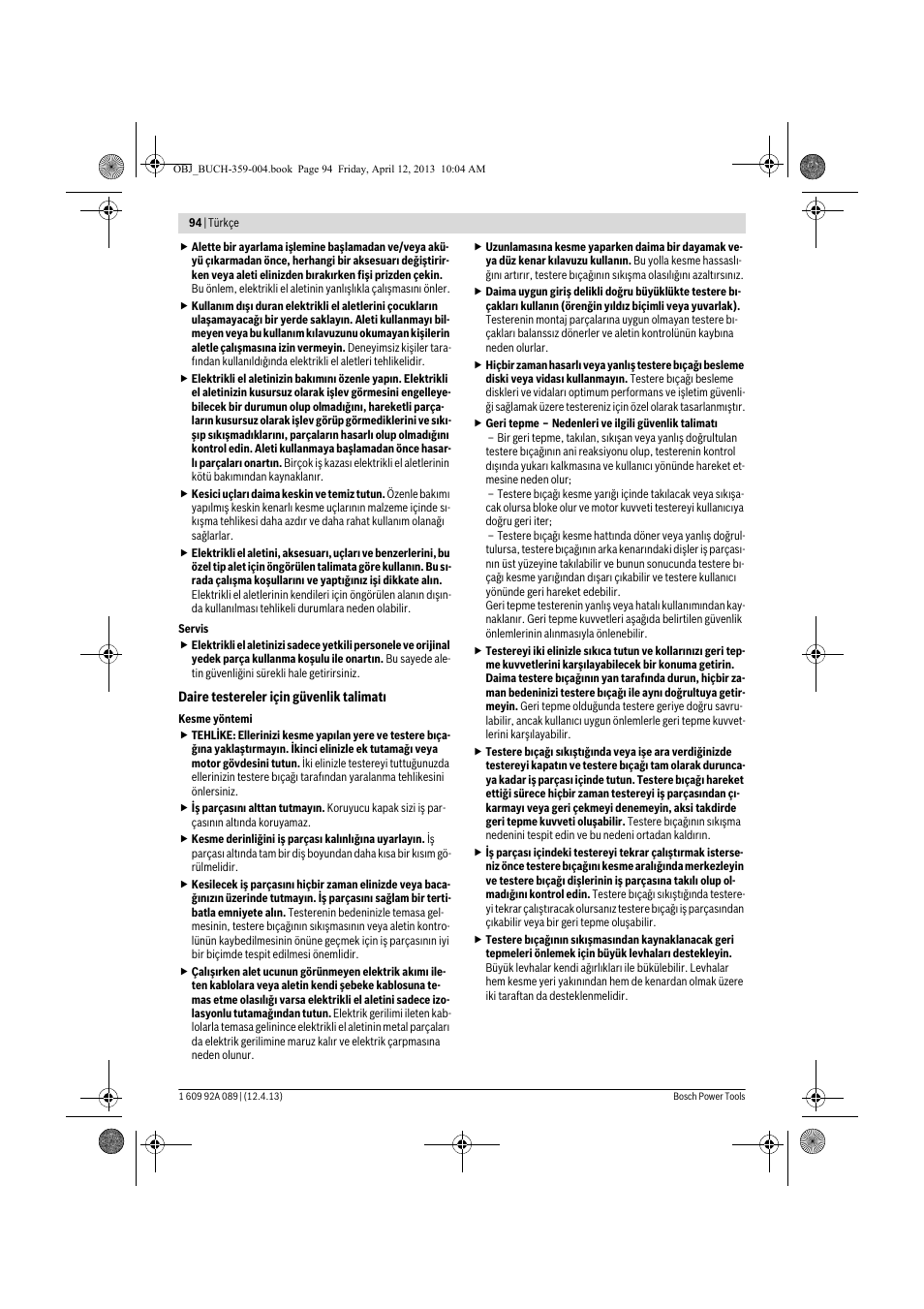 Bosch GKS 65 G Professional User Manual | Page 94 / 235