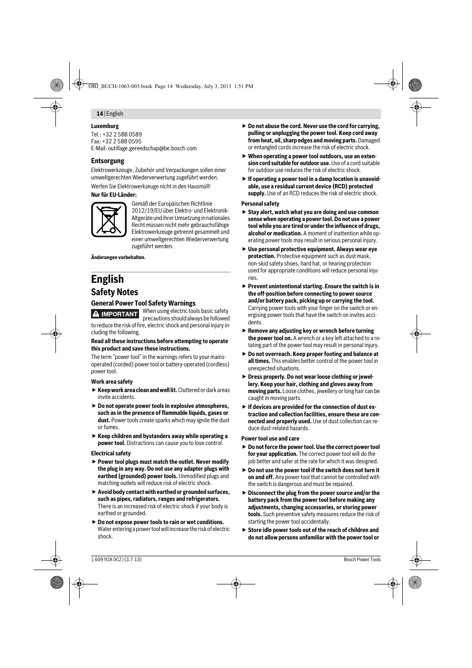 English | Bosch GCO 2000 Professional User Manual | Page 14 / 223