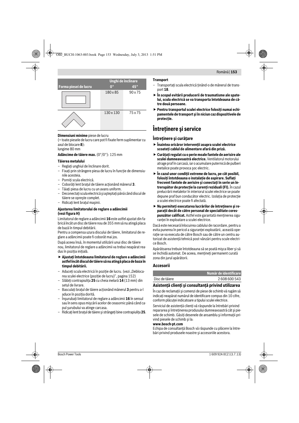 Întreţinere şi service | Bosch GCO 2000 Professional User Manual | Page 153 / 223