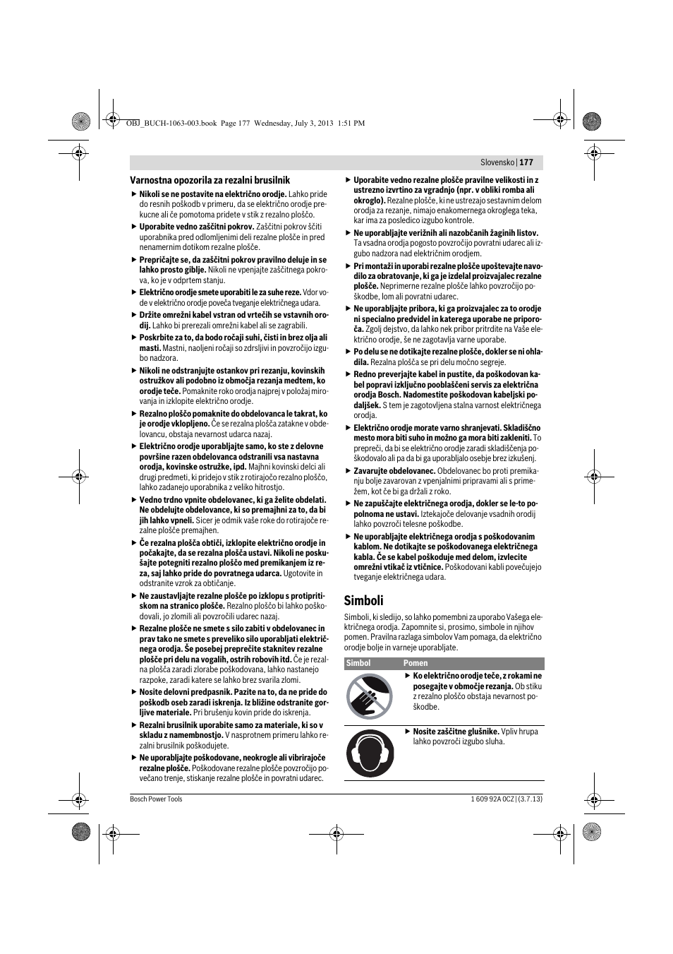 Simboli | Bosch GCO 2000 Professional User Manual | Page 177 / 223