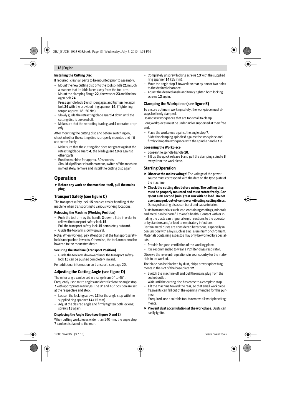 Operation | Bosch GCO 2000 Professional User Manual | Page 18 / 223