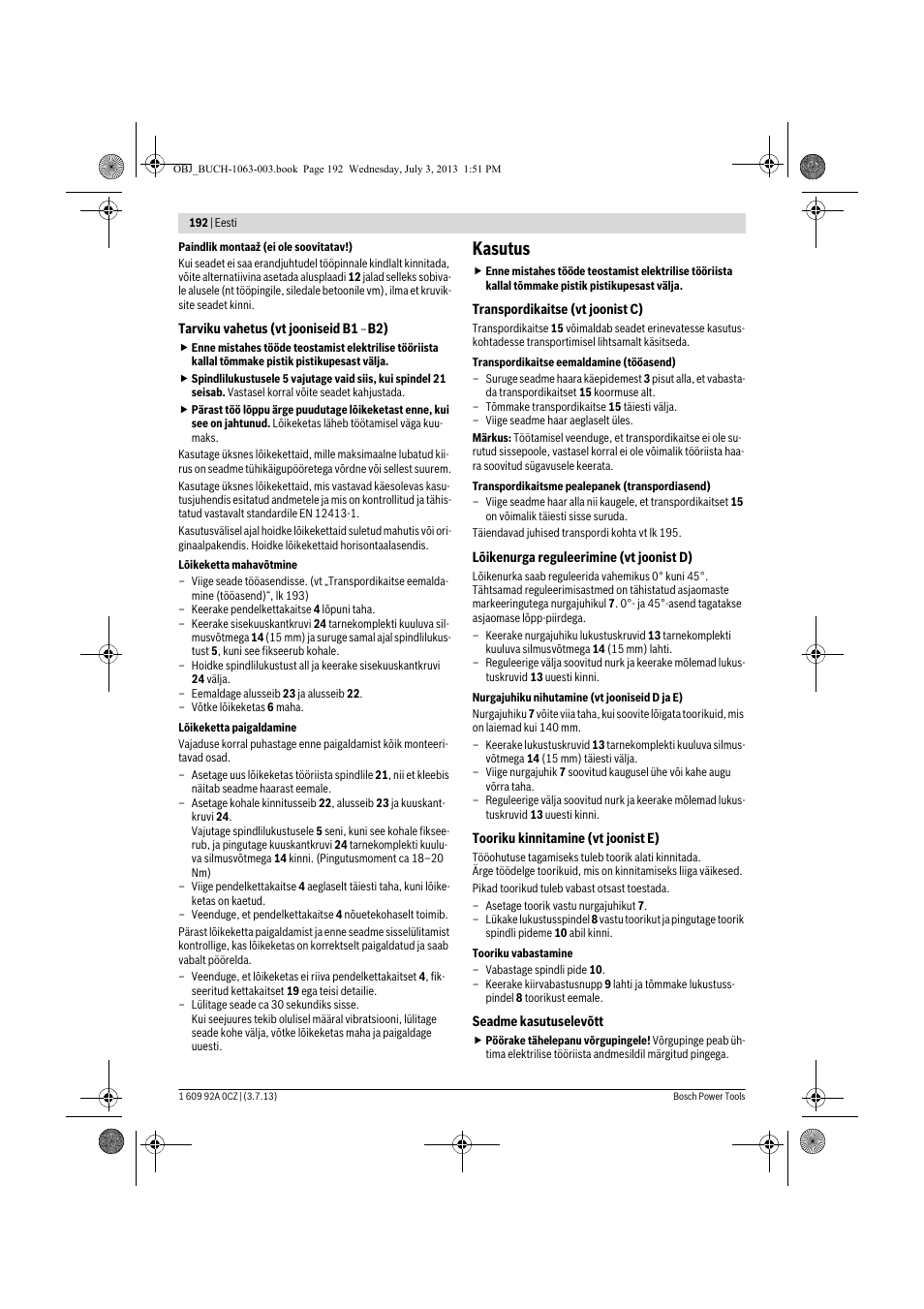 Kasutus | Bosch GCO 2000 Professional User Manual | Page 192 / 223