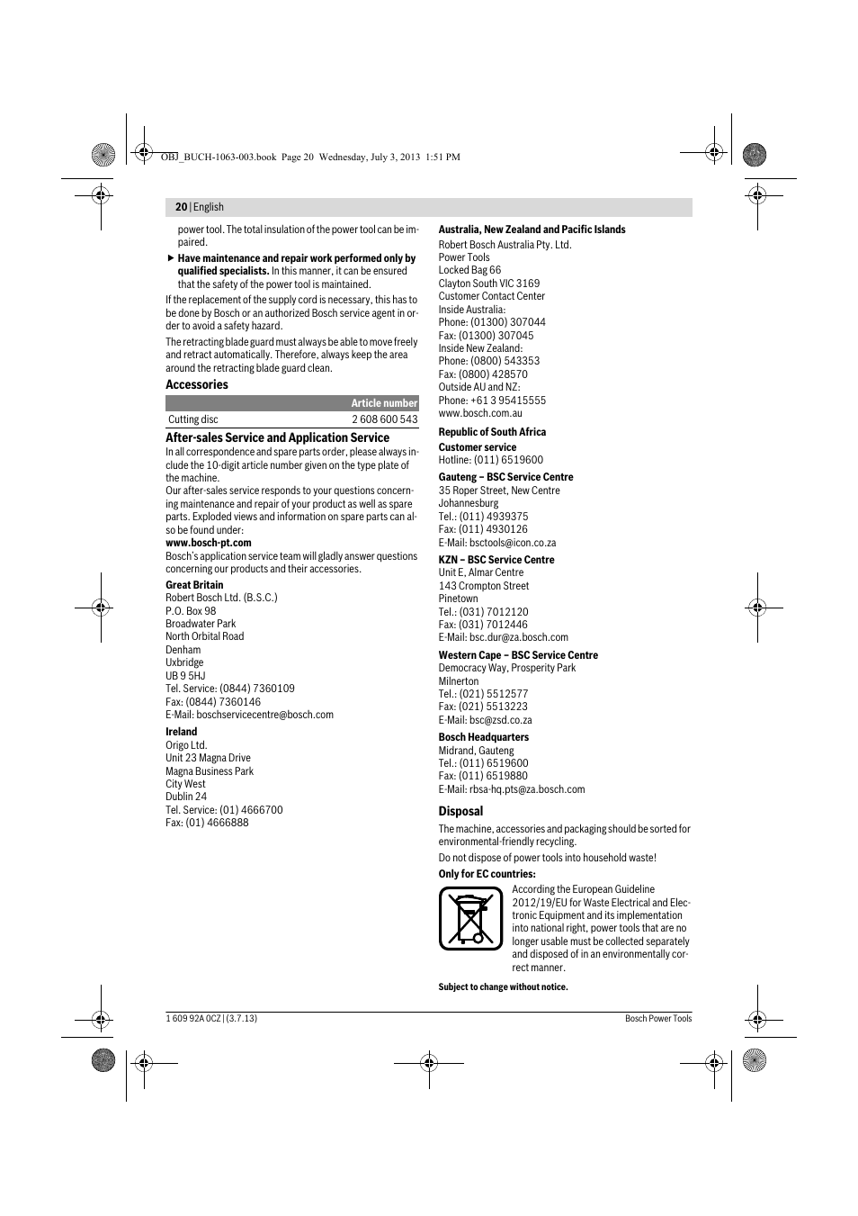 Bosch GCO 2000 Professional User Manual | Page 20 / 223