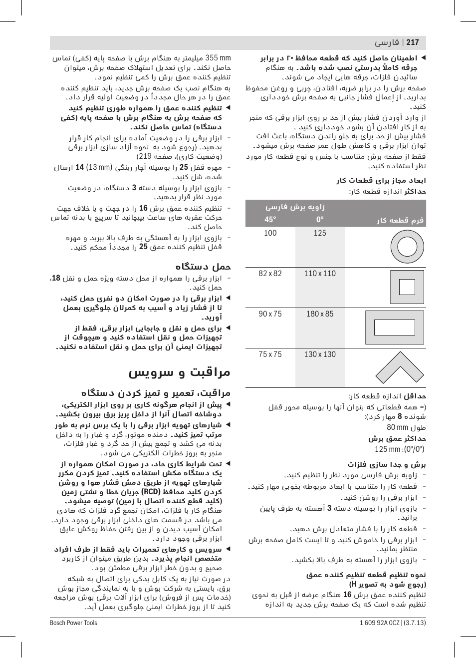 سیورس و تبقارم | Bosch GCO 2000 Professional User Manual | Page 217 / 223