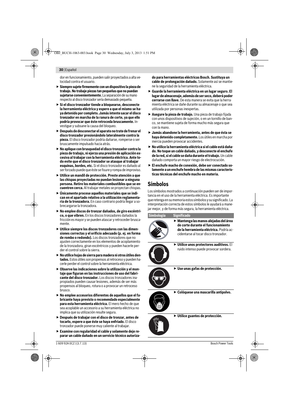 Símbolos | Bosch GCO 2000 Professional User Manual | Page 30 / 223