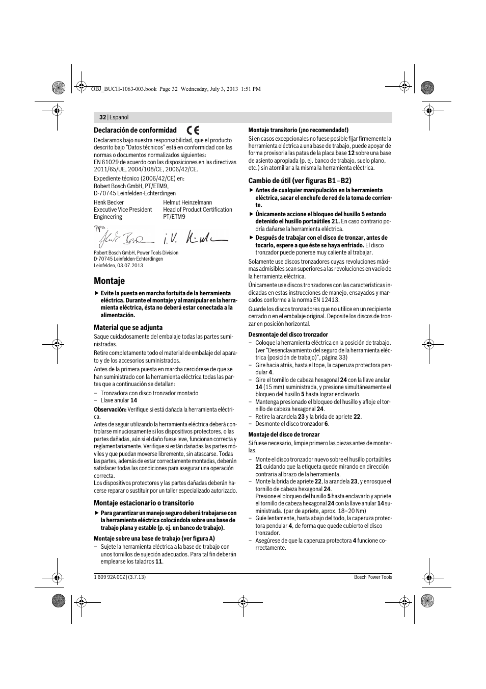Montaje | Bosch GCO 2000 Professional User Manual | Page 32 / 223