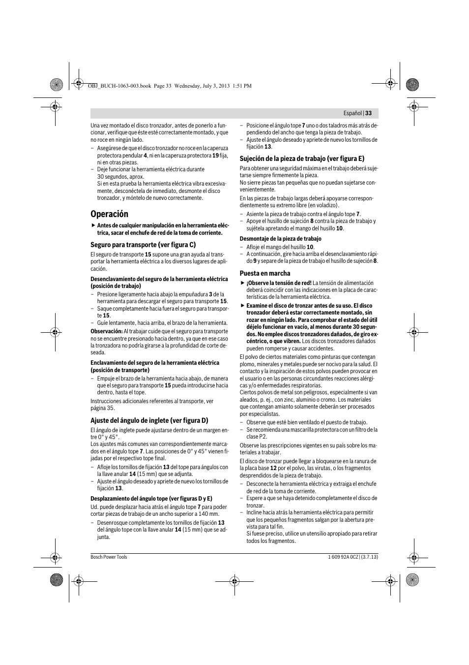 Operación | Bosch GCO 2000 Professional User Manual | Page 33 / 223