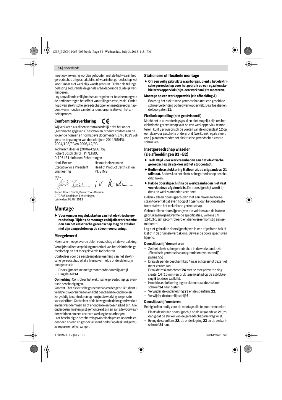 Montage | Bosch GCO 2000 Professional User Manual | Page 54 / 223