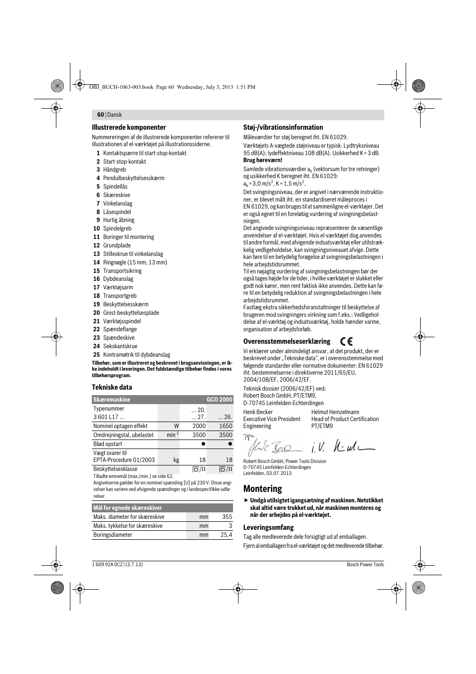 Montering | Bosch GCO 2000 Professional User Manual | Page 60 / 223