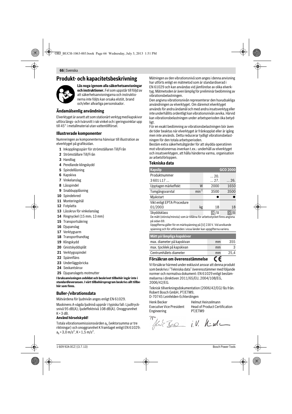 Produkt- och kapacitetsbeskrivning | Bosch GCO 2000 Professional User Manual | Page 66 / 223