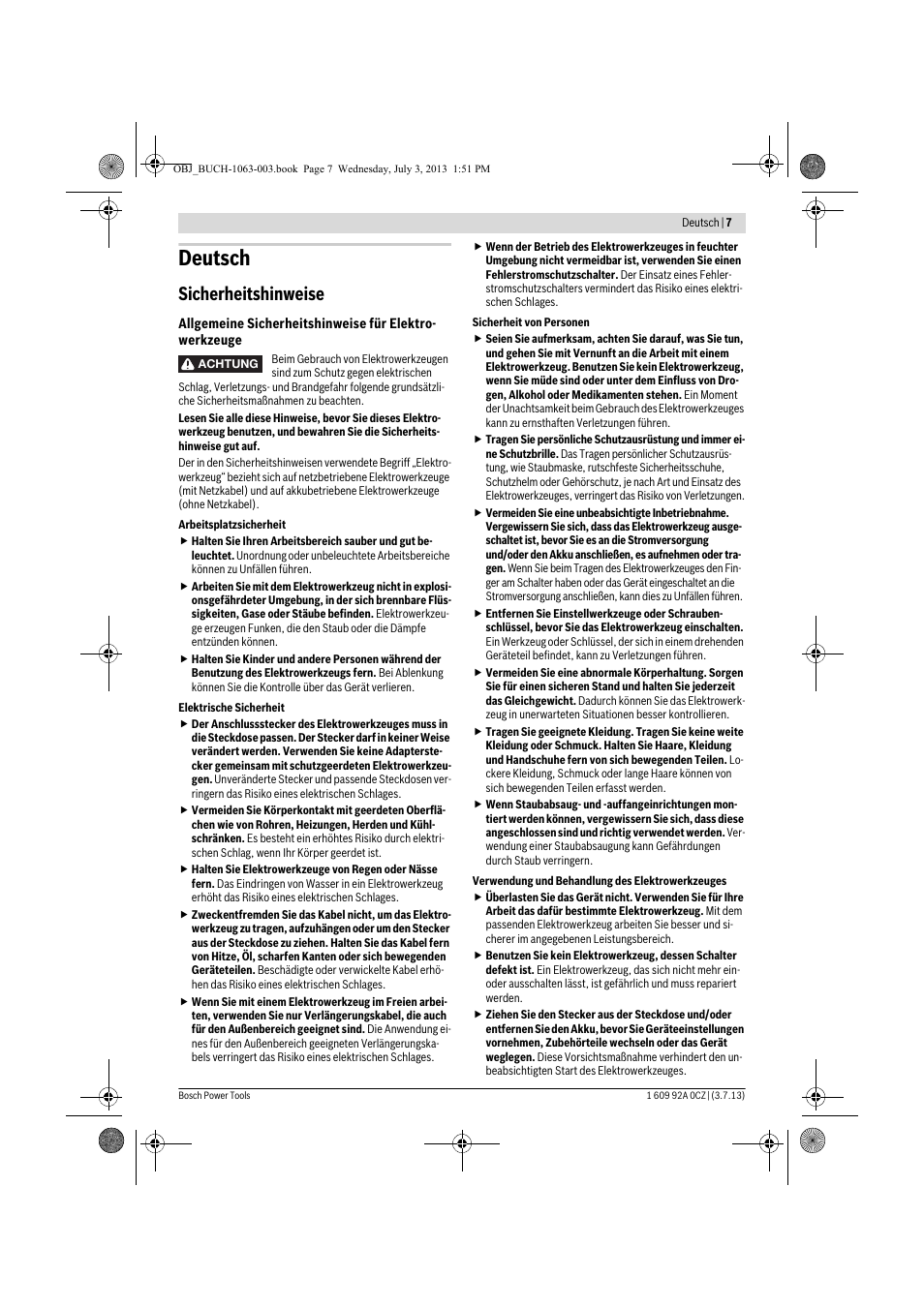 Deutsch, Sicherheitshinweise | Bosch GCO 2000 Professional User Manual | Page 7 / 223