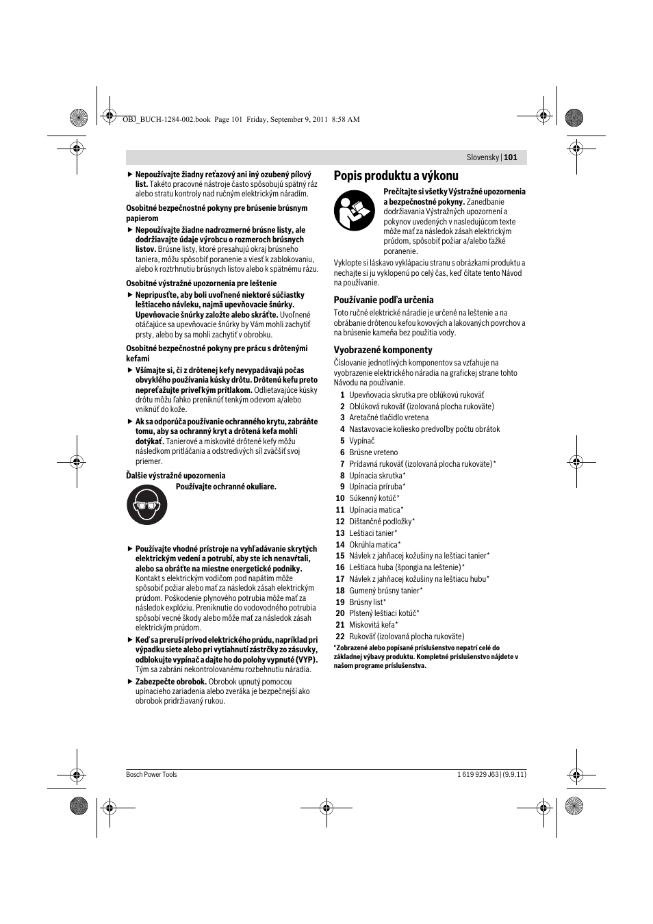 Popis produktu a výkonu | Bosch GPO 14 CE Professional User Manual | Page 100 / 186