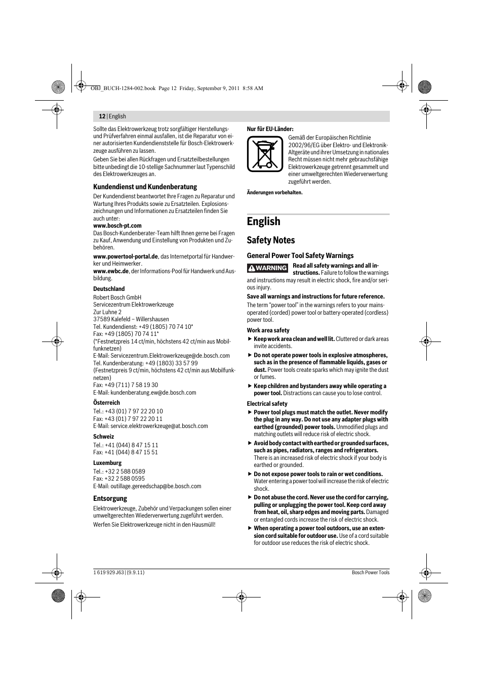 English | Bosch GPO 14 CE Professional User Manual | Page 11 / 186