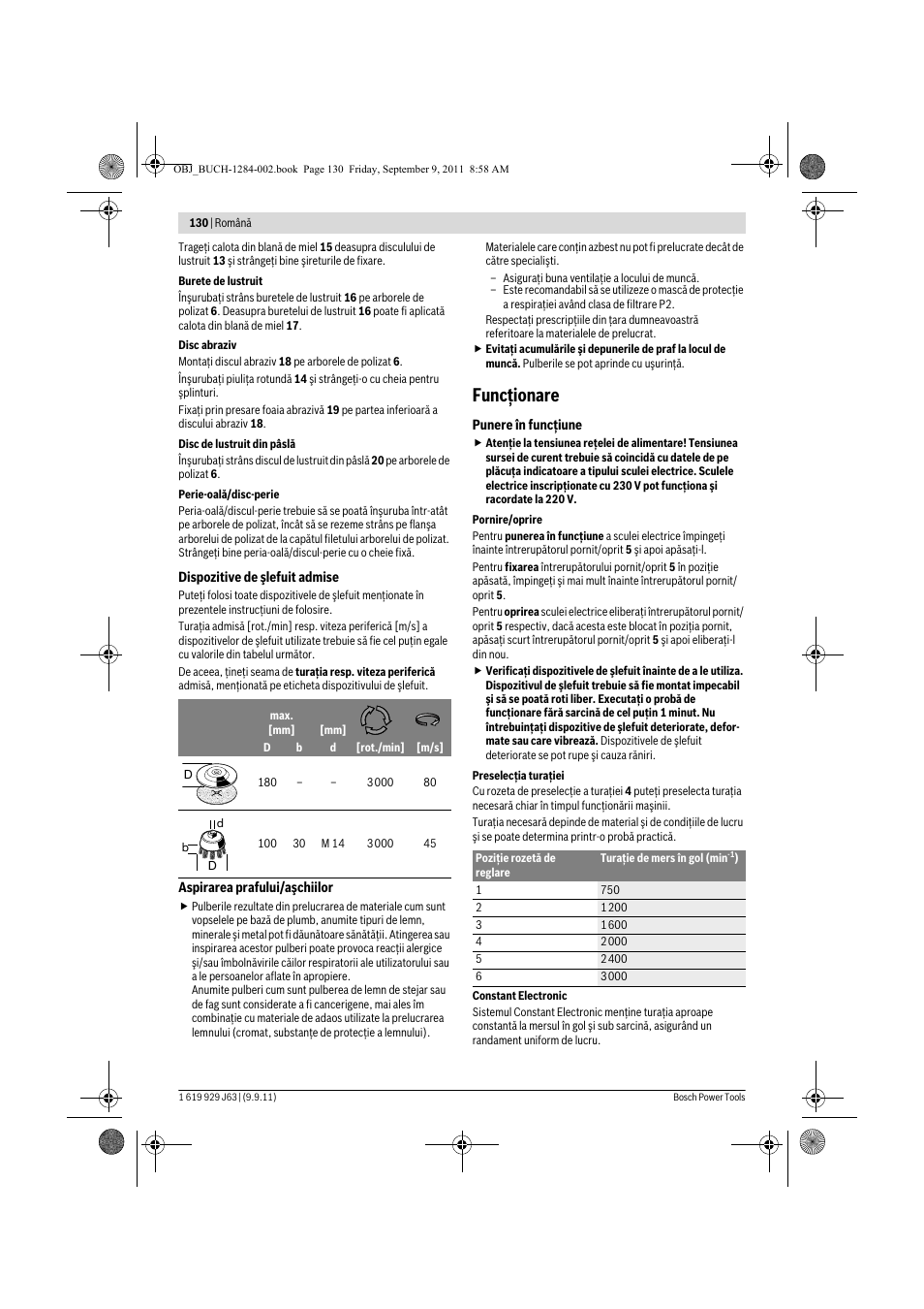 Funcţionare | Bosch GPO 14 CE Professional User Manual | Page 129 / 186