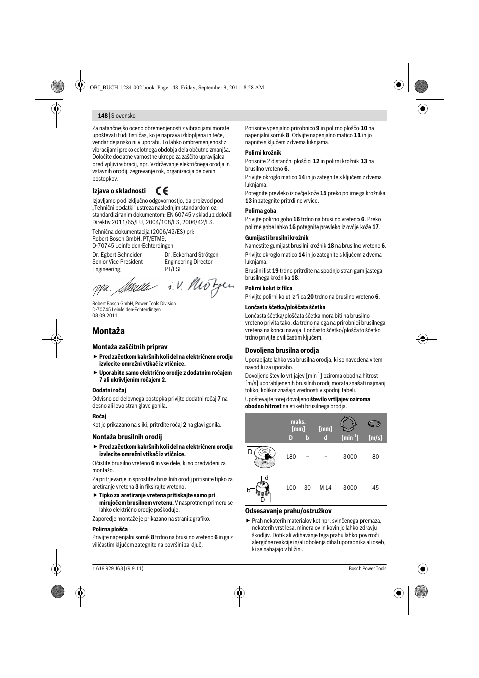 Montaža | Bosch GPO 14 CE Professional User Manual | Page 147 / 186