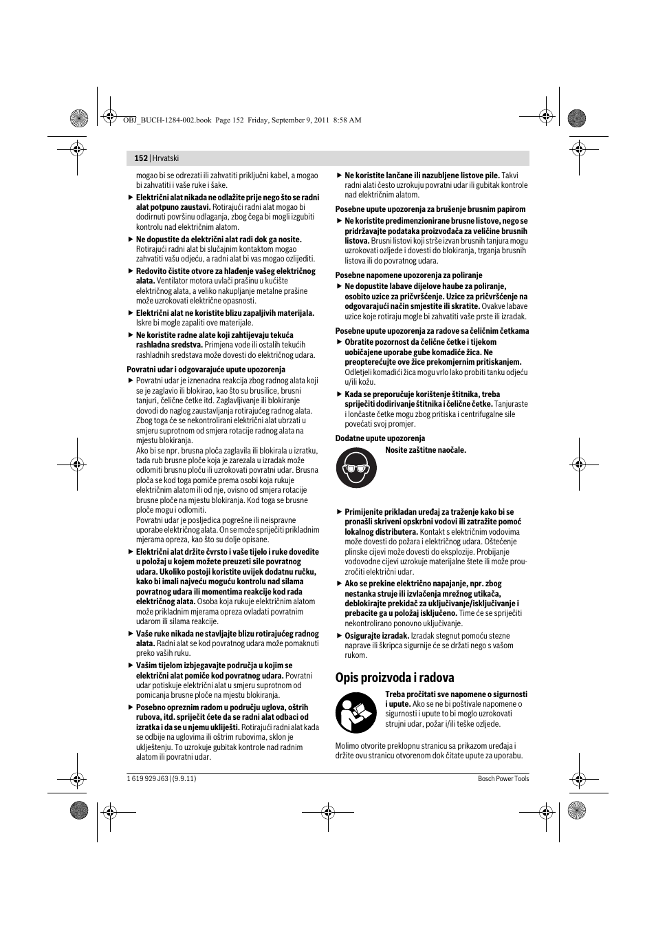 Opis proizvoda i radova | Bosch GPO 14 CE Professional User Manual | Page 151 / 186