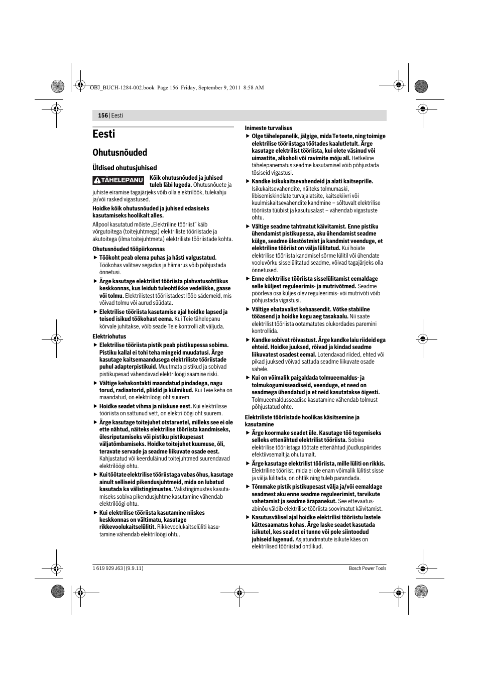 Eesti, Ohutusnõuded | Bosch GPO 14 CE Professional User Manual | Page 155 / 186