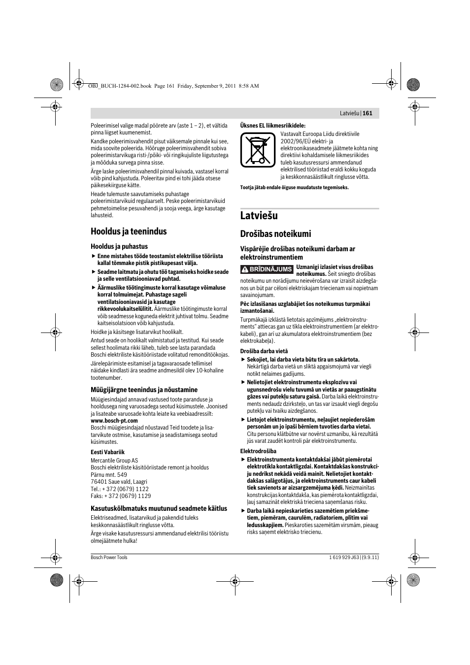 Latviešu, Hooldus ja teenindus | Bosch GPO 14 CE Professional User Manual | Page 160 / 186