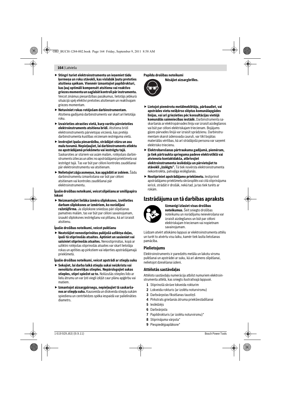 Izstrādājuma un tā darbības apraksts | Bosch GPO 14 CE Professional User Manual | Page 163 / 186