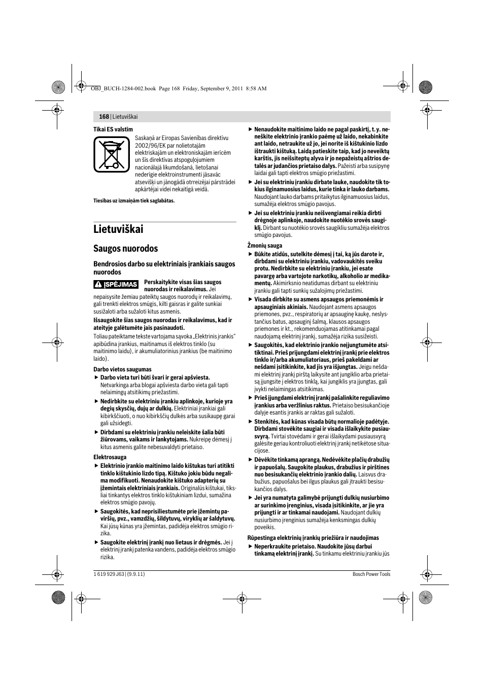 Lietuviškai, Saugos nuorodos | Bosch GPO 14 CE Professional User Manual | Page 167 / 186