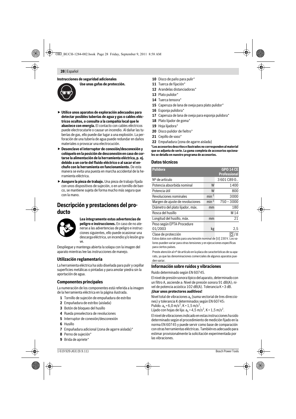 Descripción y prestaciones del pro- ducto | Bosch GPO 14 CE Professional User Manual | Page 27 / 186