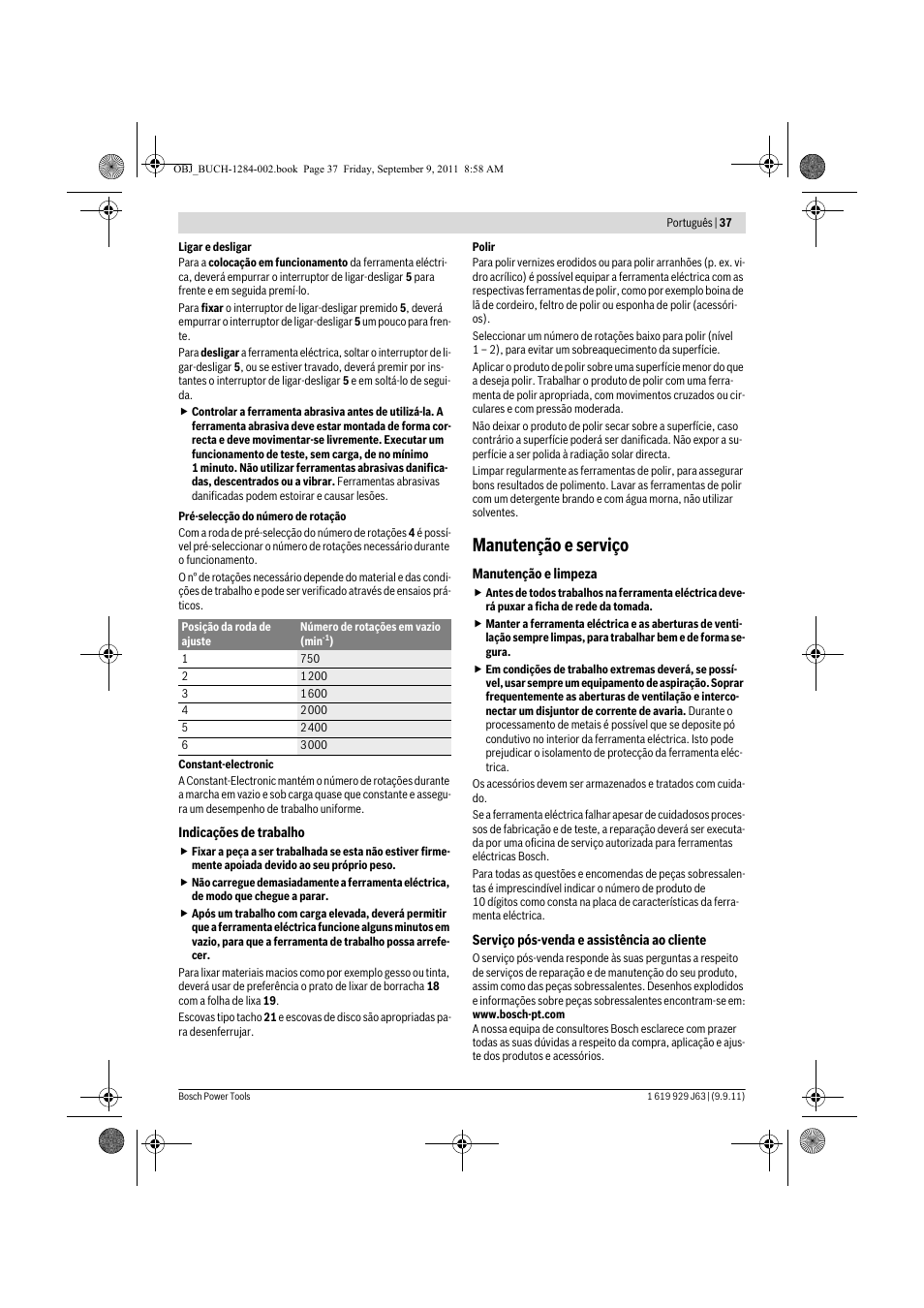 Manutenção e serviço | Bosch GPO 14 CE Professional User Manual | Page 36 / 186