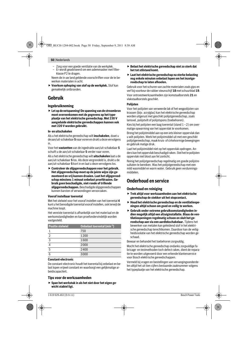 Gebruik, Onderhoud en service | Bosch GPO 14 CE Professional User Manual | Page 49 / 186