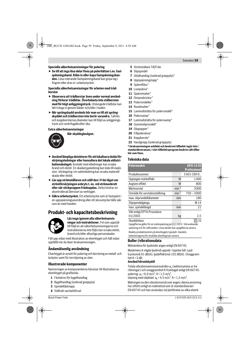 Produkt- och kapacitetsbeskrivning | Bosch GPO 14 CE Professional User Manual | Page 58 / 186